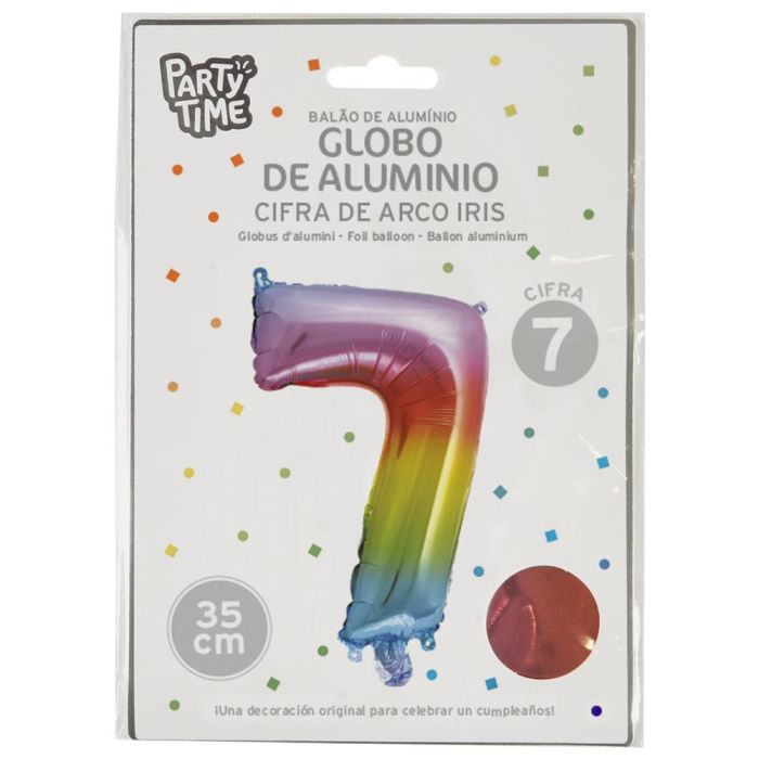 Globo Cifra 7 Arco Iri Party Time altura 35 cm  1