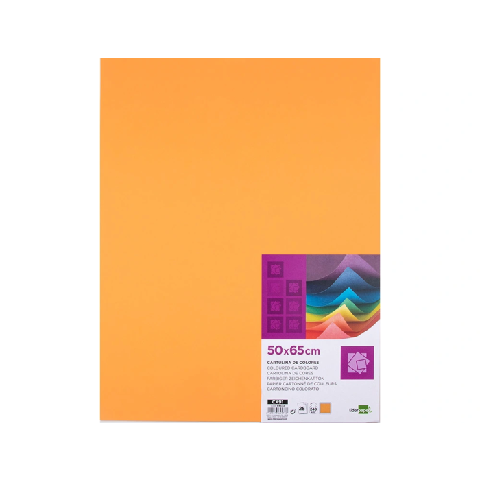 Liderpapel Cartulina Nectarina 50x65 cm 240g/m2 Paquete de 25 Hojas para Dibujo y Manualidades 1