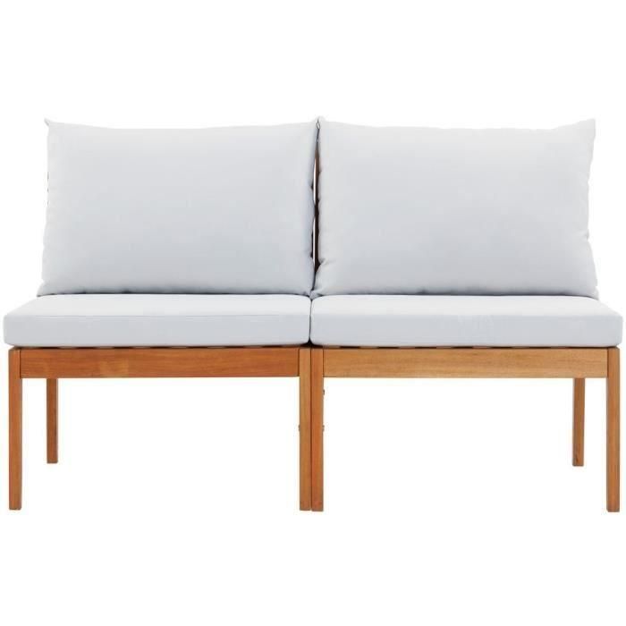 Banco de jardín ALMA de madera de acacia FSC con cojines - 2 personas - Gris Banco de jardín ALMA de madera de acacia FSC con cojines - 2 personas - Gris