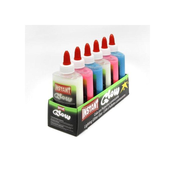 Instant Cola Glow Con Purpurina Luminiscente para Slime o Manualidades - 6 Und. Caja Expositora