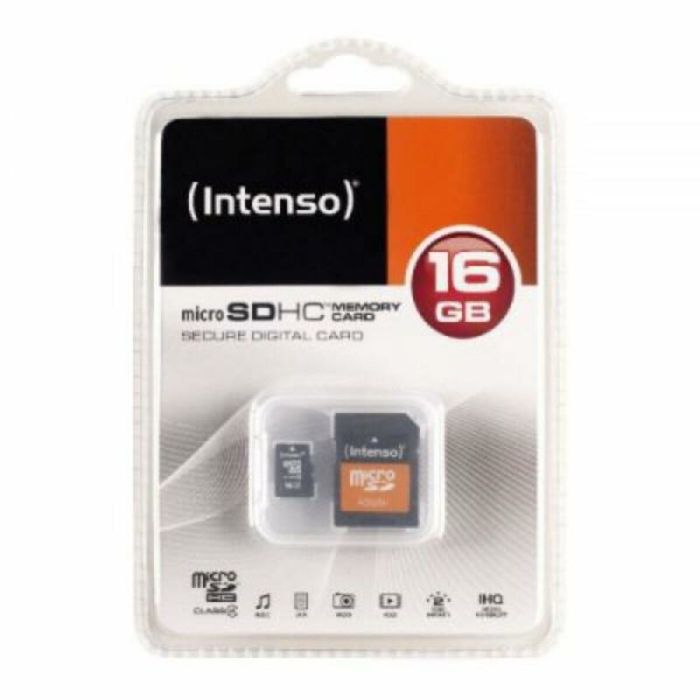 Tarjeta de Memoria Micro SD con Adaptador INTENSO 3413470 16 GB Clase 10