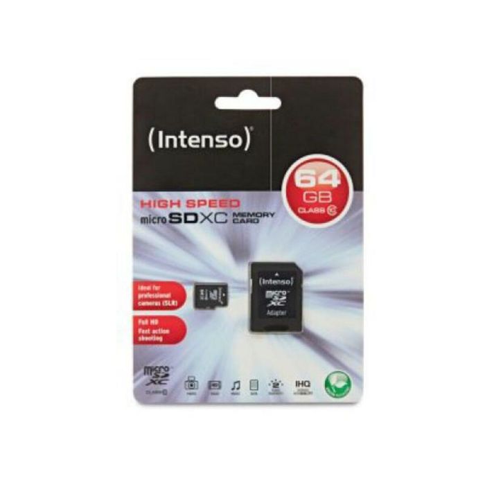 Tarjeta de Memoria Micro SD con Adaptador INTENSO 3413490 64 GB Clase 10