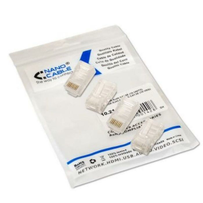 Conector RJ45 Categoría 5 UTP NANOCABLE 10.21.0102-100 100 pcs Transparente