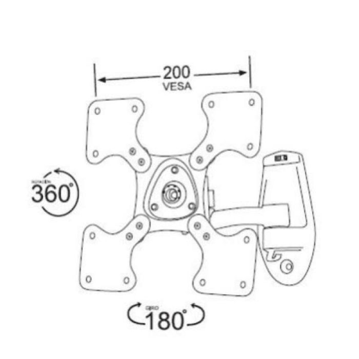 Soporte de Pared Inclinable/ Rotable 3GO TVSOP-AIR12 para TV de 13-37"/ hasta 25kg