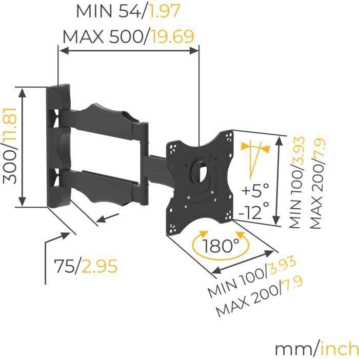 NANOOK Soporte de pared giratorio e inclinable para televisores de 19 a 43 pulgadas - Soporte de pared para televisores LCD, LED, QLED y OLED 5 NANOOK Soporte de pared giratorio e inclinable para televisores de 19 a 43 pulgadas - Soporte de pared para televisores LCD, LED, QLED y OLED 5