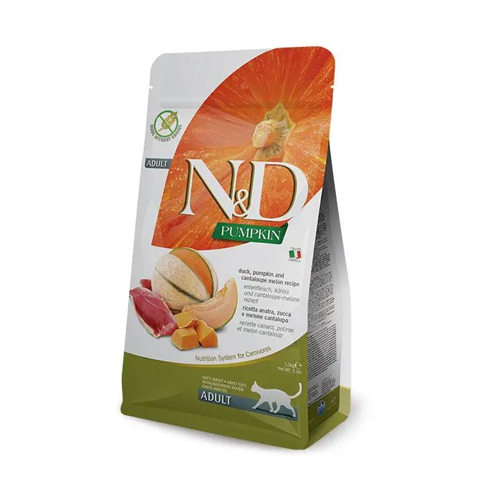 Farmina N&D Cat Pumpkin Pato - Alimento para gatos adultos con pato, melón cantalupo y calabaza, 1.5 kg Farmina N&D Cat Pumpkin Pato - Alimento para gatos adultos con pato, melón cantalupo y calabaza, 1.5 kg