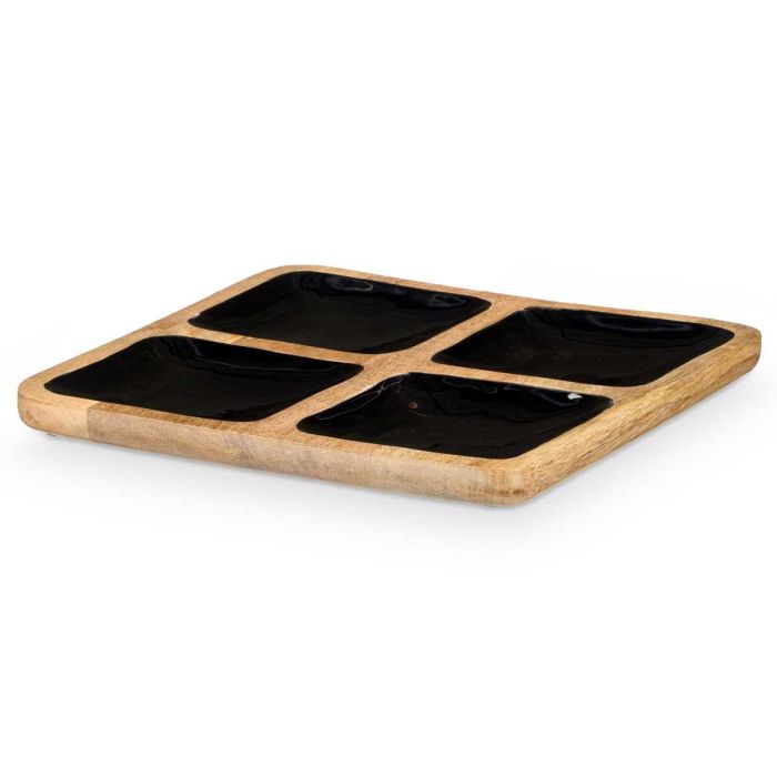 Bandeja Cuadrada 4 Espacios Madera Mango Negro Giftdecor 31x31x3 cm (6 Unidades) 1 Bandeja Cuadrada 4 Espacios Madera Mango Negro Giftdecor 31x31x3 cm (6 Unidades) 1