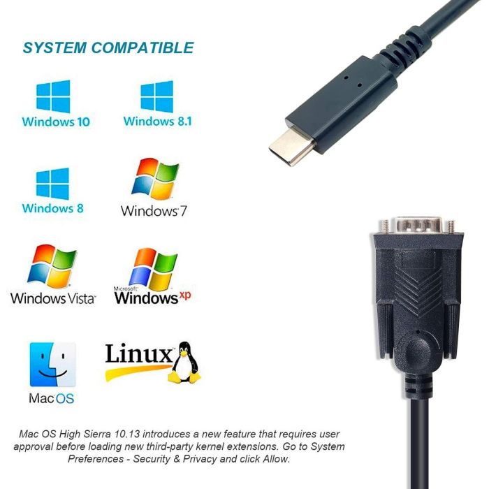Equip Adapter USB-C -> Seriell RS232-DB9 St/St 1.50m sw 5 Equip Adapter USB-C -> Seriell RS232-DB9 St/St 1.50m sw 5