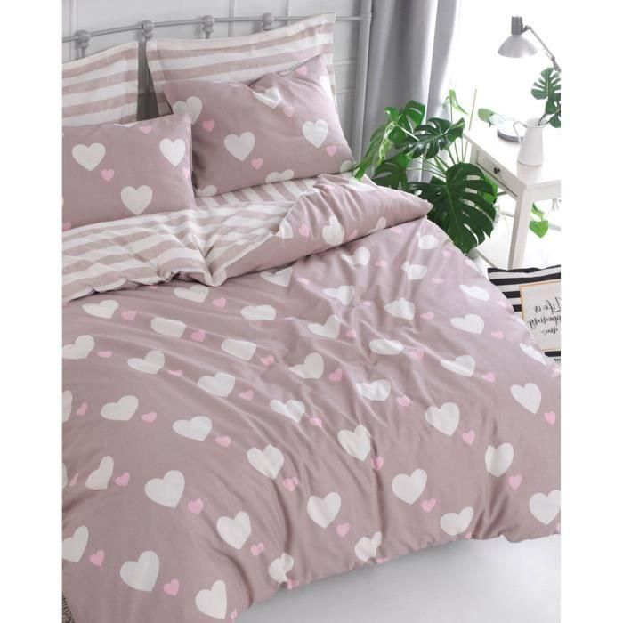 Juego de cama ASI8683342640404 - 1 funda nórdica 220x240 cm + 2 fundas de almohada 60x60 cm - 65% algodón, 35% poliéster - Rosa 2