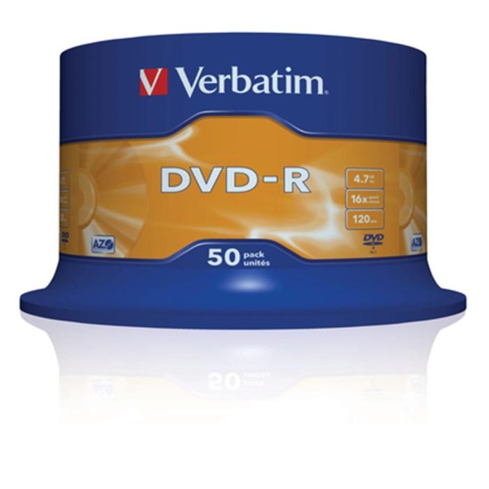 Verbatim DVD-R 4.7GB 16X 50 Unidades Spindle Superficie Matt Silver 1 Verbatim DVD-R 4.7GB 16X 50 Unidades Spindle Superficie Matt Silver 1