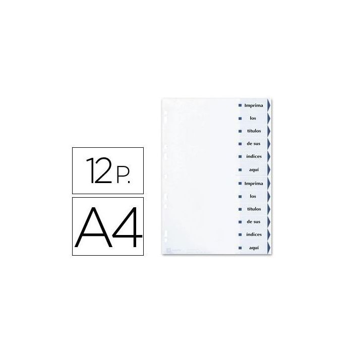 Avery Índices Separadores 12 Pestañas Personalizadas Index Maker Sin Agujeros 222x297 mm Blanco