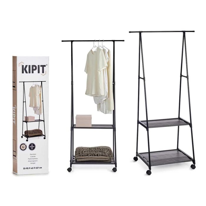 Perchero de Metal Kipit 157 cm Negro con Ruedas - 45x55x157 cm (4 Unidades) Perchero de Metal Kipit 157 cm Negro con Ruedas - 45x55x157 cm (4 Unidades)