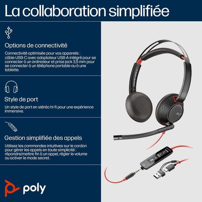 Poly Poly Blackwire C5220 USB-C Headset +Inline Cable (Bulk) 6 Poly Poly Blackwire C5220 USB-C Headset +Inline Cable (Bulk) 6