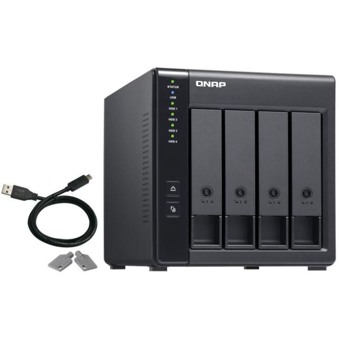 QNAP TR-004 Unidad de Disco Múltiple Negra USB 3.0 4 Bahías RAID 4