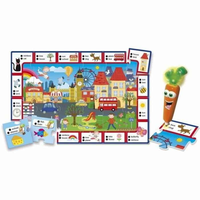 Lisciani Giochi Hablando Carotina - Happy English, Rompecabezas Interactivo de la Ciudad con Sonido y Luz para Aprender y Encontrar Objetos, +3 años 1