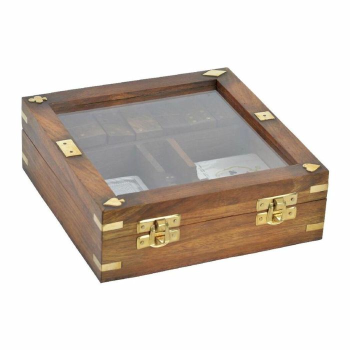 Juego Colonial DKD Home Decor Marron Dorado 17 x 5.5 x 17 cm Set de 4 2