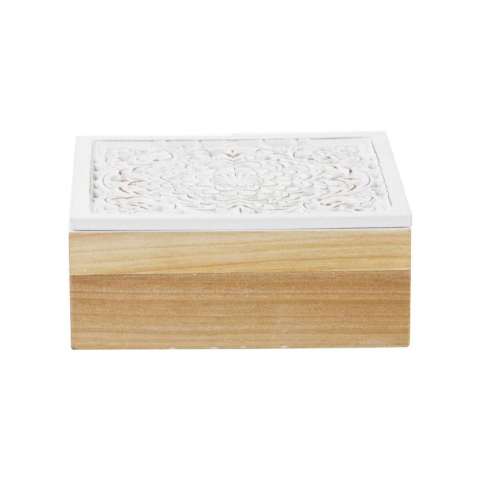 Juego de Cajas Decorativas Alexandra House Living Blanco Marrón Madera 2 Piezas 1