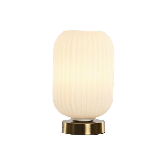 DKD Home Decor Lámpara de Sobremesa Moderna de Cristal y Metal Blanco Dorado, para bombilla E27, Potencia Máx. 50W, 14x23x14 cm 0 DKD Home Decor Lámpara de Sobremesa Moderna de Cristal y Metal Blanco Dorado, para bombilla E27, Potencia Máx. 50W, 14x23x14 cm 0