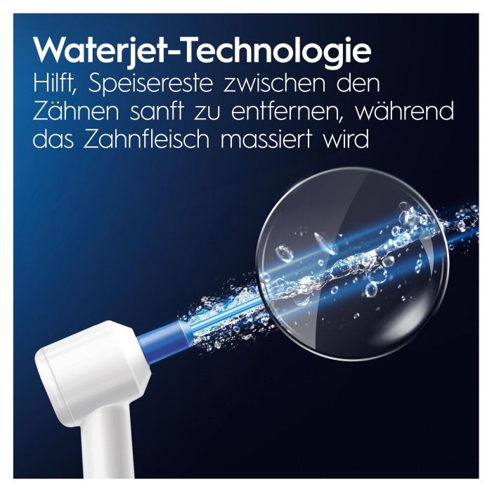 Oral-B Oxyjet JAS23 Munddusche con Bluetooth, Sensor de Presión Inteligente, Temporizador y Cargador - Blanco