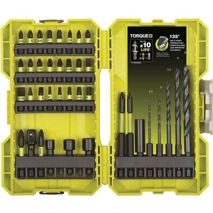 Ryobi Caja apilable de 38 accesorios mixtos impacto especial: taladrado, atornillado con brocas HSS, bits y enchufes 0 Ryobi Caja apilable de 38 accesorios mixtos impacto especial: taladrado, atornillado con brocas HSS, bits y enchufes 0