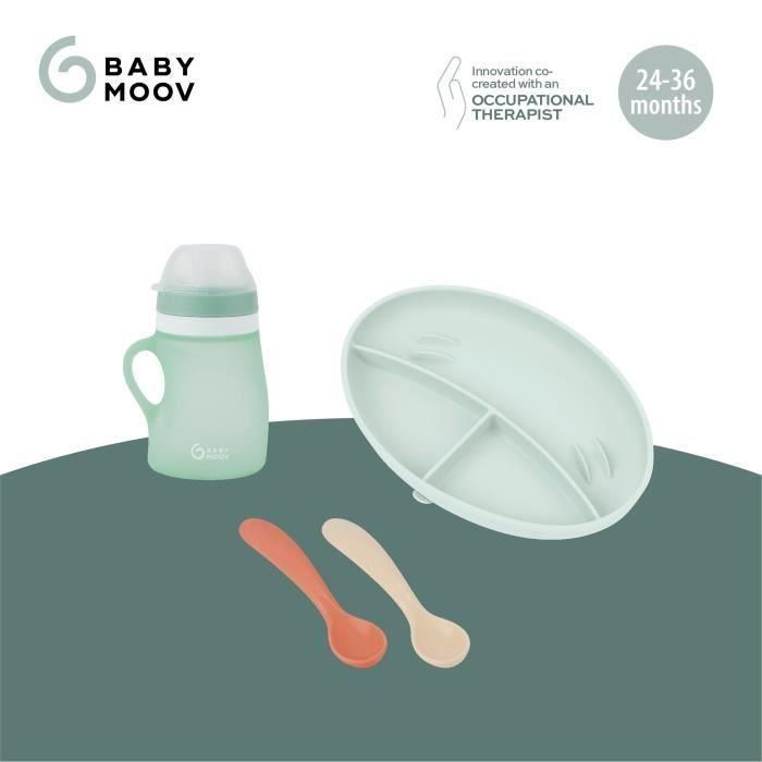 Caja de comida GROW'ISY de Babymoov, 24-36 meses, Contiene 1 botella de agua, 2 cucharas y 1 plato compartimentado 2