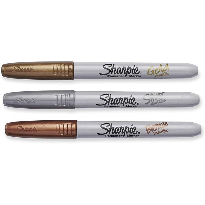 Sharpie Marcador Permanente Fine Metálico - Blíster 3 Unidades, Colores Surtidos 2 Sharpie Marcador Permanente Fine Metálico - Blíster 3 Unidades, Colores Surtidos 2