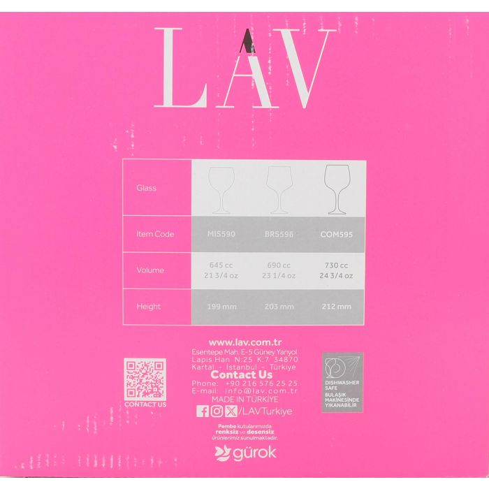 Lav Set 6 Copas Combinados 730 cc Ø9x10.5x21 cm de Cristal Transparente Colección Combinato (4 Cajas) 3