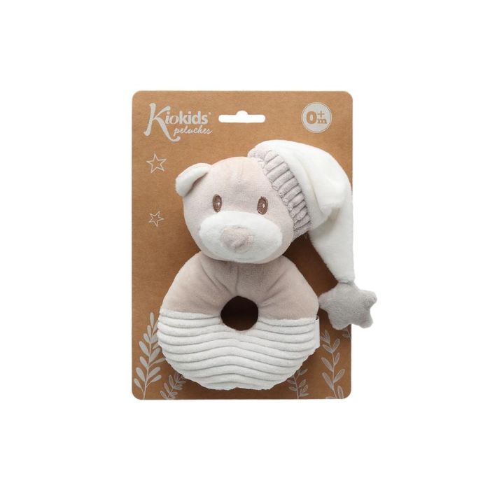 KioKids Sonajero Peluche Osito con Gorro Beige, Suave y Blandito para Bebé +0 meses, Colección Dolci Amici 4 KioKids Sonajero Peluche Osito con Gorro Beige, Suave y Blandito para Bebé +0 meses, Colección Dolci Amici 4