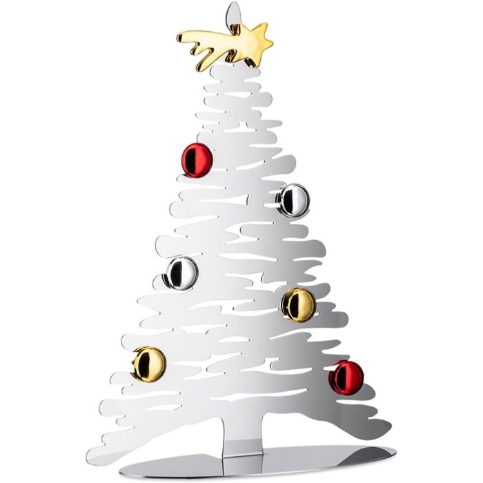 Alessi BM06/30 Árbol de Navidad de Acero Inoxidable para Colgar Fotos y Recuerdos - Decoración Navideña Diseño Boucquillon & Maaoui, Alto 45 cm