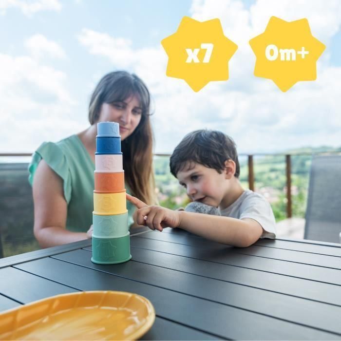 Badabulle Juego de 7 vasos apilables numerados - Juguetes de baño de silicona suave 2 Badabulle Juego de 7 vasos apilables numerados - Juguetes de baño de silicona suave 2