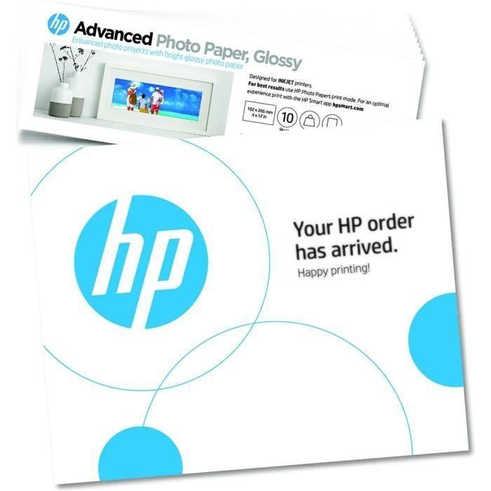 HP - Papel fotográfico satinado avanzado HP - 250 g/m2, 4 x 12 pulgadas (101 x 305 mm) - 10 hojas