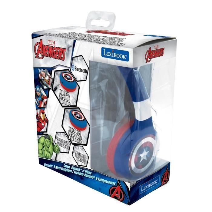 AVENGERS - Auriculares Bluetooth 2 en 1 - Auriculares con cable cómodos y plegables para niños con limitación de sonido - LEXIBOOK 3 AVENGERS - Auriculares Bluetooth 2 en 1 - Auriculares con cable cómodos y plegables para niños con limitación de sonido - LEXIBOOK 3