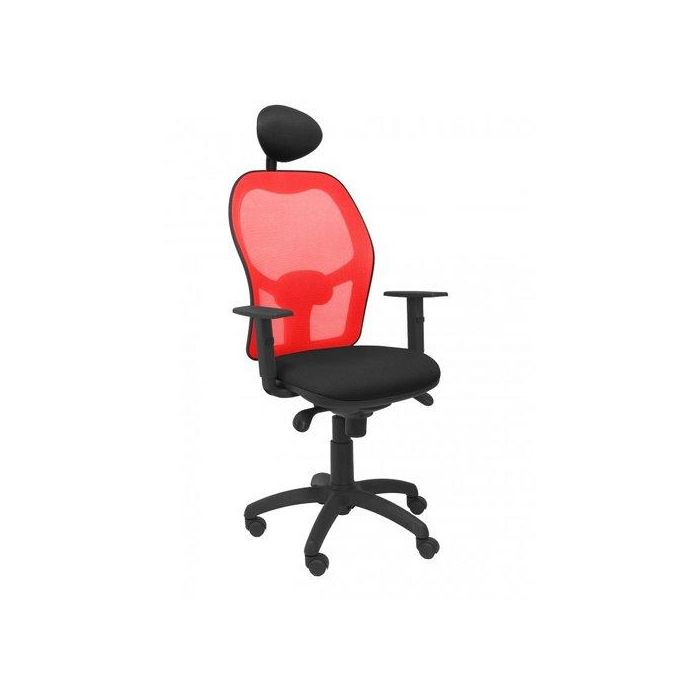 Silla Piqueras Y Crespo Jorquera Brazos Regulables Cabecero Fijo Mecanismo Sincro Con Regulador De Tension Respaldo De Malla Roja Y Asiento Tapizado Bali Negro