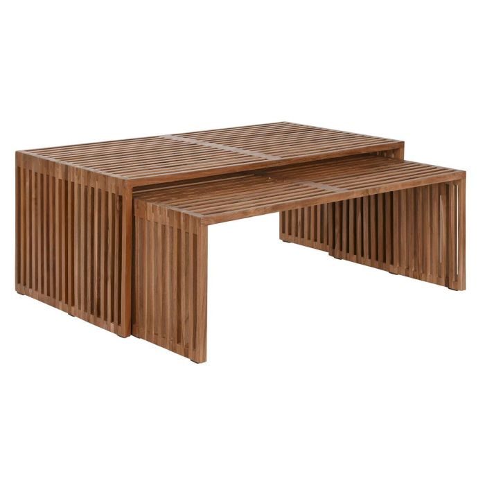 Juego de 2 mesas Home ESPRIT Natural madera de teca 116 x 60 x 46 cm 2