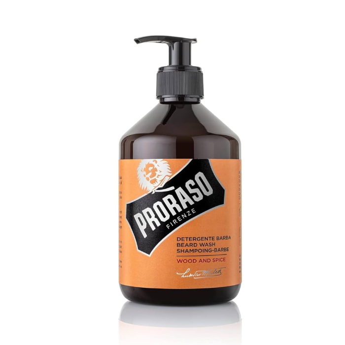 Proraso Champú para Cuidado de Barba Línea Wood & Spice, Formato Profesional 500 mL