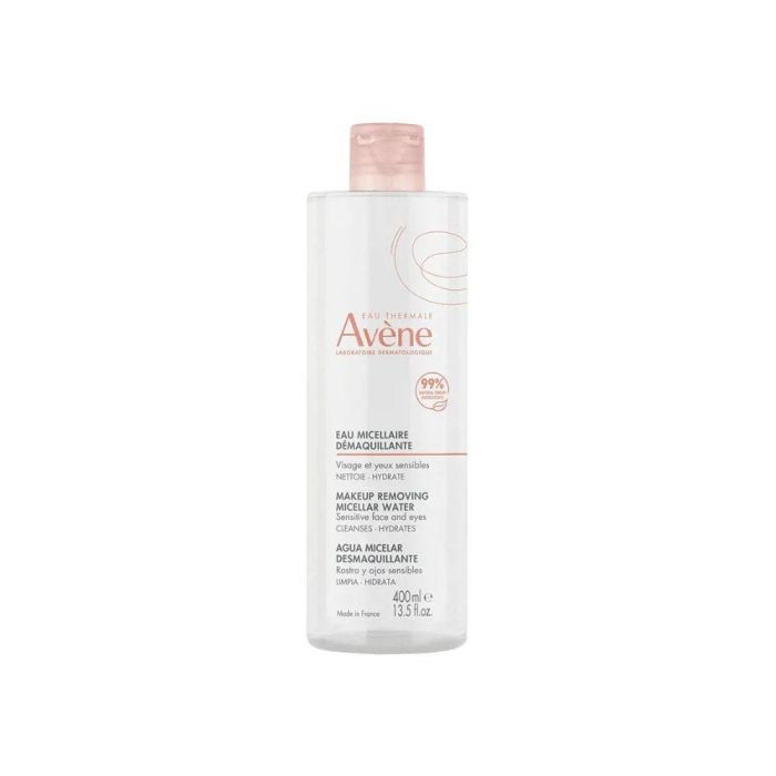 Avène Agua Micelar Desmaquillante, Limpiadora, Hidratante y Calmante para Rostro y Ojos Sensibles 400 ml con 99% Ingredientes de Origen Natural