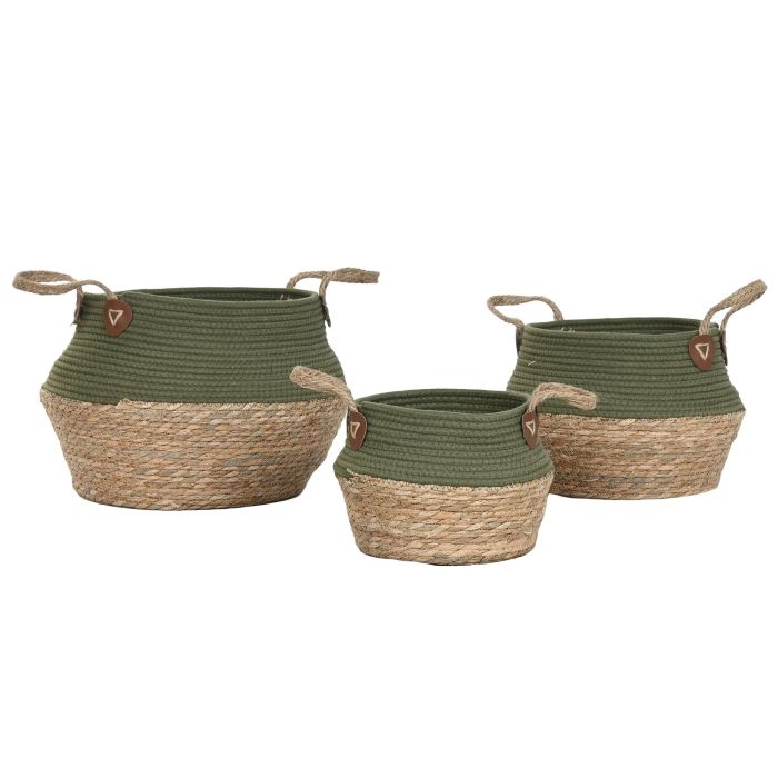 Cesta  DKD Home Decor Verde Natural 41 x 37 x 41 cm Set de 3 3