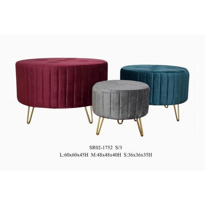 Reposapiés DKD Home Decor 80 x 80 x 45 cm Metal Poliéster Terciopelo