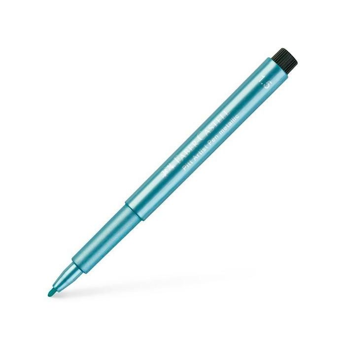 Faber Castell Rotulador Pitt Artist Pen Metálico Azul Metálico, 1.5 mm, 10 Unidades, Tinta Pigmentada Resistente a la Luz (10 Unidades)