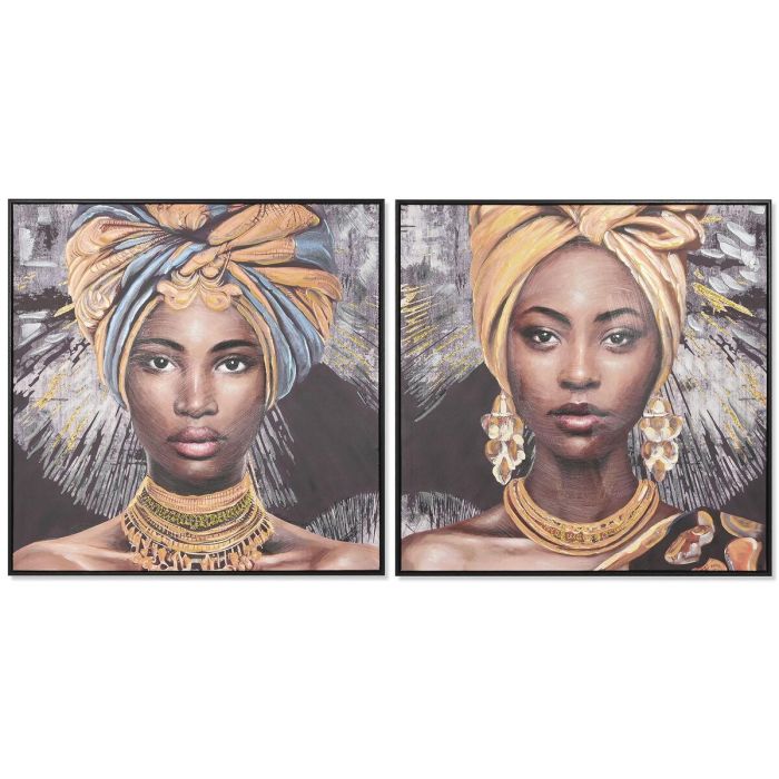 DKD Home Decor Cuadro de Pared Colonial Africano Negro Dorado 80x80 cm de Lienzo Hecho a Mano - Set 2 Unidades DKD Home Decor Cuadro de Pared Colonial Africano Negro Dorado 80x80 cm de Lienzo Hecho a Mano - Set 2 Unidades