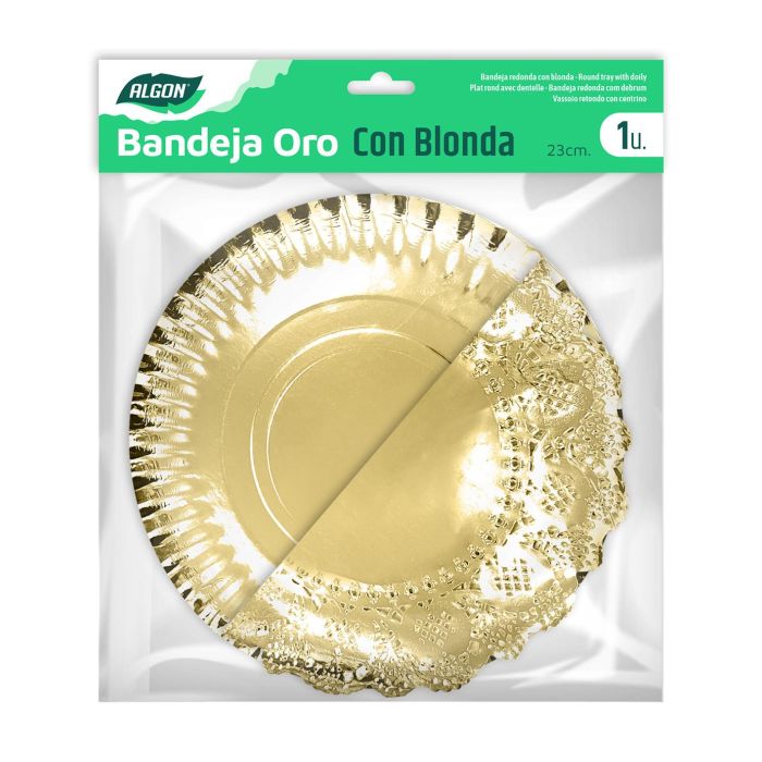 Bandeja Oro Redonda con Blonda 23 cm Algon (48 Unidades) 2 Bandeja Oro Redonda con Blonda 23 cm Algon (48 Unidades) 2