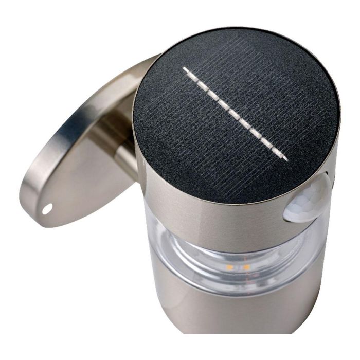 Lumineo Luz Solar de Pared Inox con Sensor de Movimiento Luz Cálida 15-150lm Ø12x16cm 1