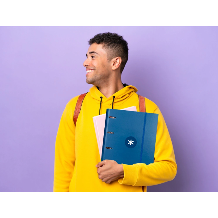 Antartik Carpeta con Recambio A4, 4 Anillas 40mm Redondas, Cuadro 5mm, 90gr, Azul Marino 10