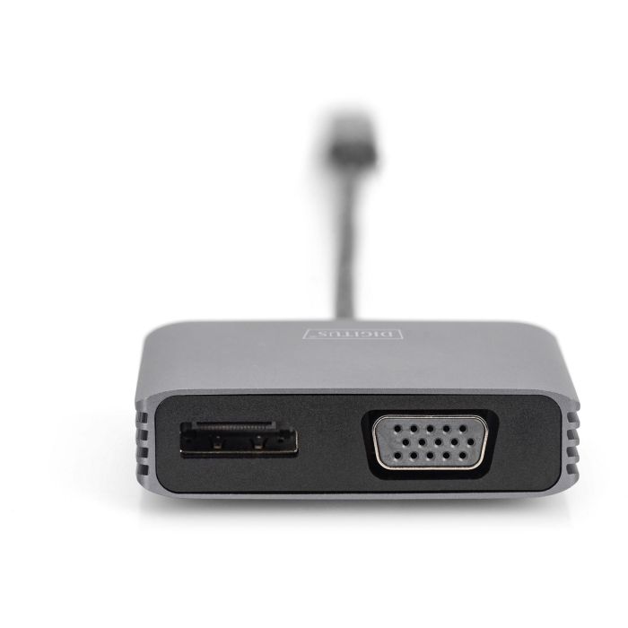 Adapter DIGITUS DP + VGA Adapter 20cm 4K/30Hz Silber Aluminium Gehäuse 3