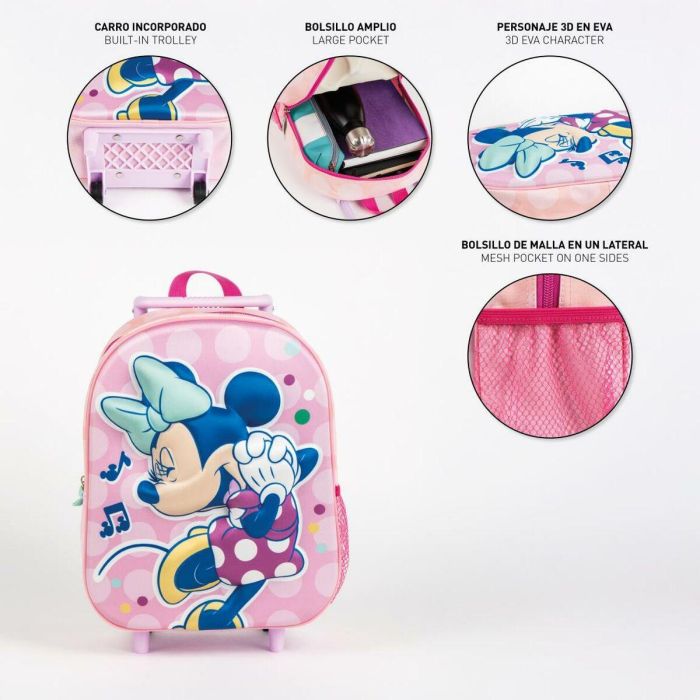 Cerdá Mochila Infantil de Carro 3D Minnie Mouse Rosa, Mochila Escolar con Ruedas para Niños 3+ Años, 25x31x10 cm 6 Cerdá Mochila Infantil de Carro 3D Minnie Mouse Rosa, Mochila Escolar con Ruedas para Niños 3+ Años, 25x31x10 cm 6