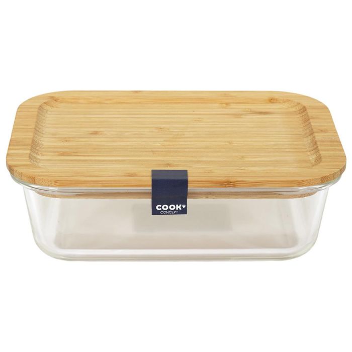 Cook Concept Fiambrera 1,4 L de Vidrio con Tapa de Bambú 20x15x6,5 cm 0 Cook Concept Fiambrera 1,4 L de Vidrio con Tapa de Bambú 20x15x6,5 cm 0