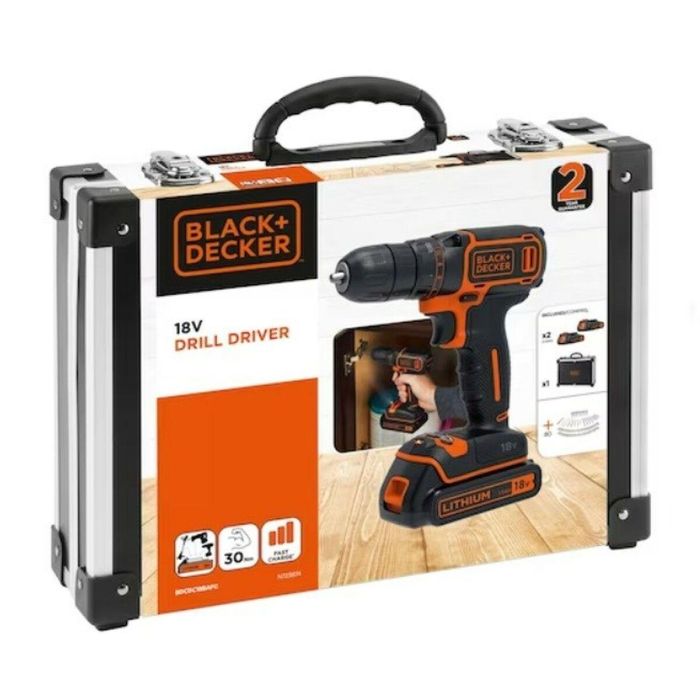 Black & Decker BDCDC18BAFC Taladro Atornillador Inalámbrico 18V Li-Ion 2 Baterías, 80 Accesorios, Vel. Variable, 10 Pos. Torque 2 Black & Decker BDCDC18BAFC Taladro Atornillador Inalámbrico 18V Li-Ion 2 Baterías, 80 Accesorios, Vel. Variable, 10 Pos. Torque 2