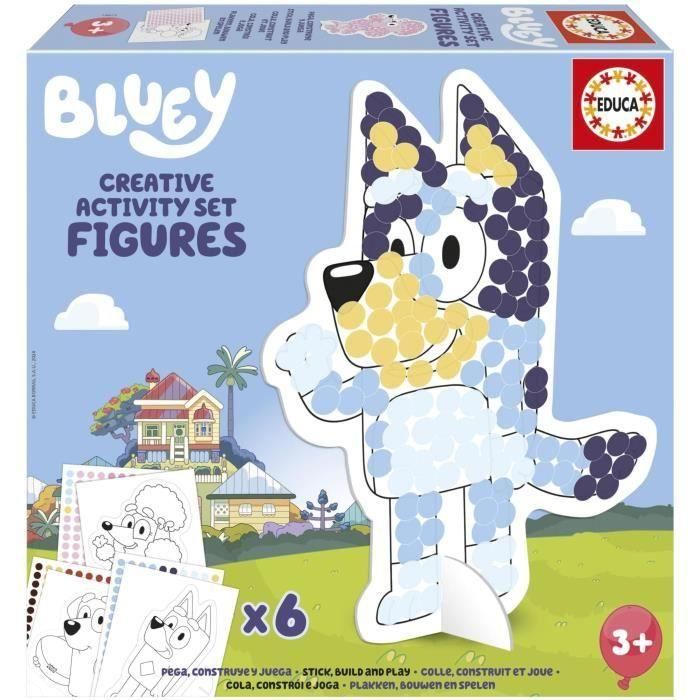 Set creativo 3D de bluey con 4 personajes diferentes ¡colorea, monta y juega!