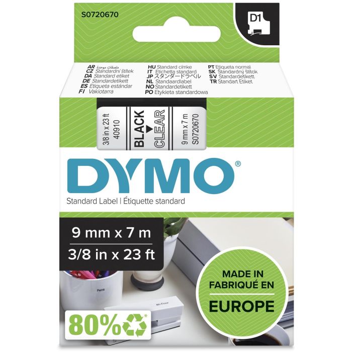 DYMO Cinta LM D1 9mmx7m Negro/transparente 1 DYMO Cinta LM D1 9mmx7m Negro/transparente 1