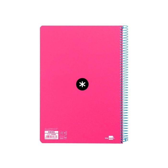 Cuaderno Espiral Liderpapel A4 Micro Antartik Tapa Dura 80H 100 gr Cuadro 5 mm Sin Bandas 4 Taladros Color Rosa Fluor 8